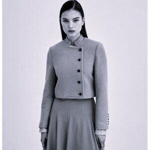 Hagahi Wool Cropped Jacket Black Size 6 NWT